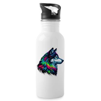 Wolf - Trinkflasche mit integriertem Trinkhalm - Weiß - Rechts