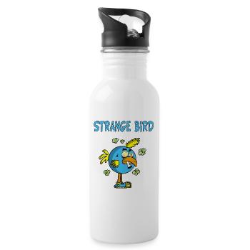 Oiseau bleu étrange - Gourde avec paille intégrée - blanc - Droite