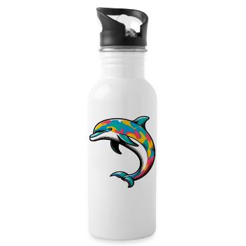Delfin - Trinkflasche mit integriertem Trinkhalm - Weiß - Rechts