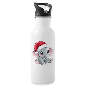 Elephant Christmas Cute Cute Christmassy - Water bottle with straw - white - Right