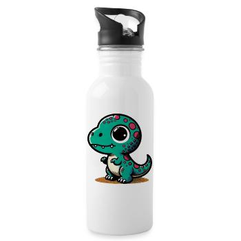 Dinosaurier - Trinkflasche mit integriertem Trinkhalm - Weiß - Rechts