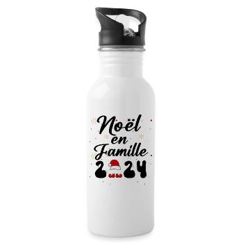 Noël en famille 2024 - Gourde avec paille intégrée - blanc - Droite