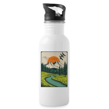 Landscape nature forest - Water bottle with straw - white - Right
