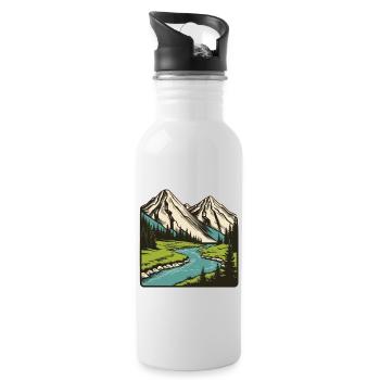 Nature landscape - Water bottle with straw - white - Right