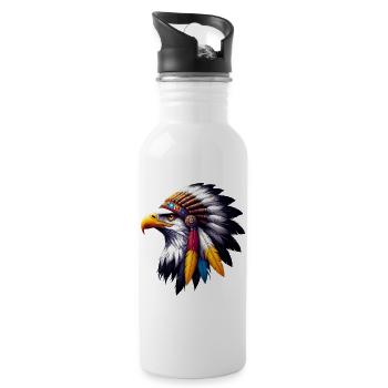 Amerikanischer Indianer Adler Amerikanische Rothaut - Trinkflasche mit integriertem Trinkhalm - Weiß - Rechts