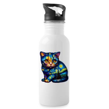 Cat - Water bottle with straw - white - Right