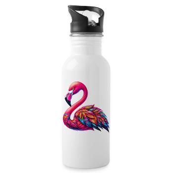 Flamingo - Water bottle with straw - white - Right