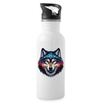 Wolf - Water bottle with straw - white - Right