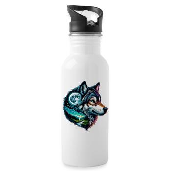 Wolf - Trinkflasche mit integriertem Trinkhalm - Weiß - Rechts