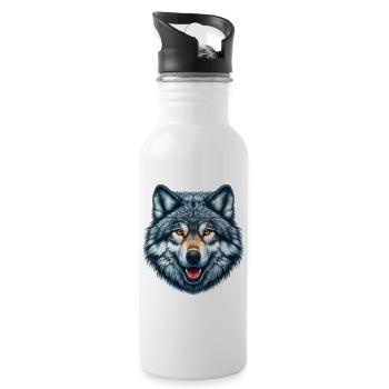Wolf - Trinkflasche mit integriertem Trinkhalm - Weiß - Rechts