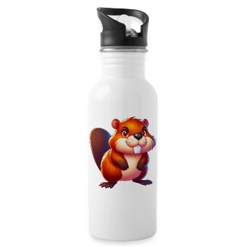 Bieber - Trinkflasche mit integriertem Trinkhalm - Weiß - Rechts