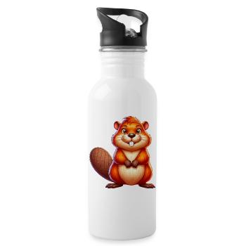 Bieber - Trinkflasche mit integriertem Trinkhalm - Weiß - Rechts