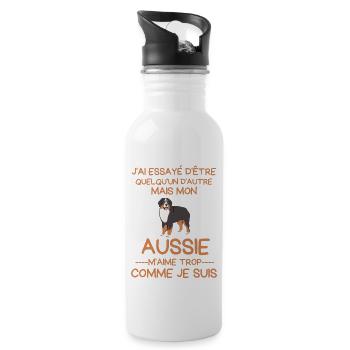 Berger australien aussie m aime trop - Gourde avec paille intégrée - blanc - Droite