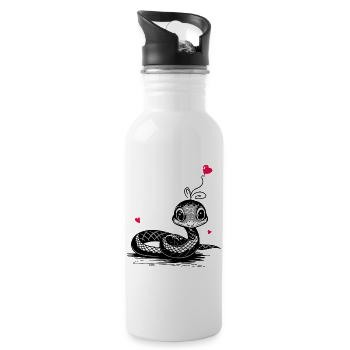 Schlange mit Herz Luftballon - Heartful Creatures - Trinkflasche mit integriertem Trinkhalm - Weiß - Rechts