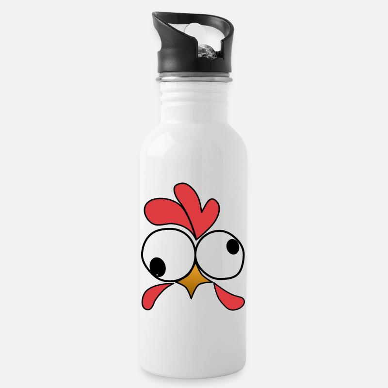 Coq - Gourde avec paille intégrée - blanc