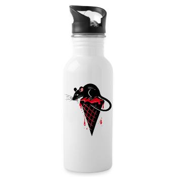 Rat on – Street Art Tattoo Style - Water bottle with straw - white - Right