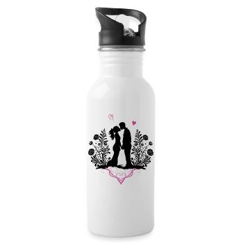 Küssendes Liebespaar Valentinstag Liebe - Trinkflasche mit integriertem Trinkhalm - Weiß - Rechts
