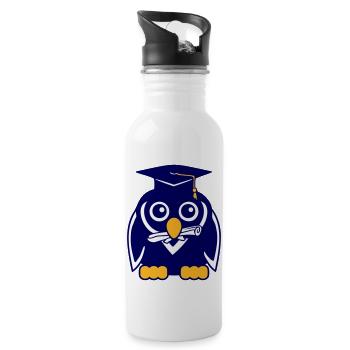 Penguin Graduation Abitur College School Certificate - Water bottle with straw - white - Right