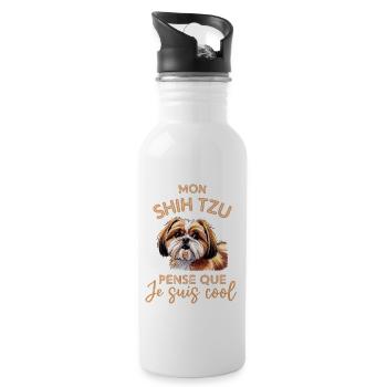 Chien mignon shih tzu - Gourde avec paille intégrée - blanc - Droite