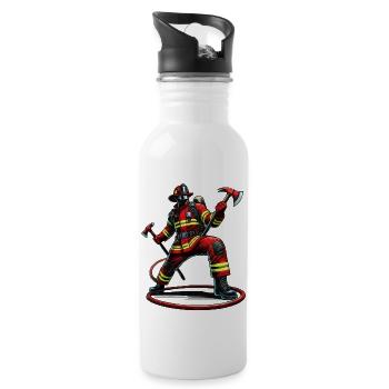 Firefighter Feuerwehr - Trinkflasche mit integriertem Trinkhalm - Weiß - Rechts