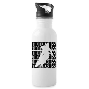 Motocross - Trinkflasche mit integriertem Trinkhalm - Weiß - Rechts