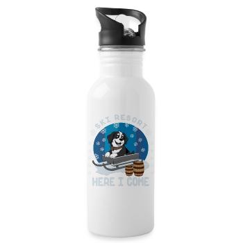 Bernhardiner - Trinkflasche mit integriertem Trinkhalm - Weiß - Rechts
