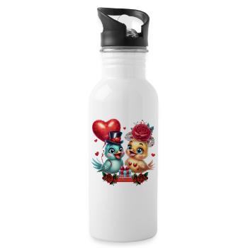 Ballon cœur et magie de la rose - Gourde avec paille intégrée - blanc - Droite