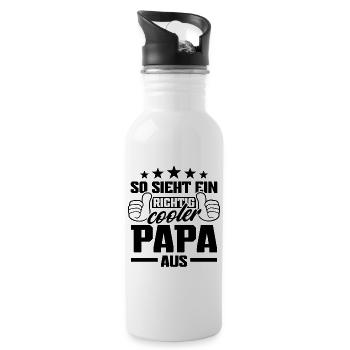 So sieht ein richtig cooler Papa aus - Trinkflasche mit integriertem Trinkhalm - Weiß - Rechts