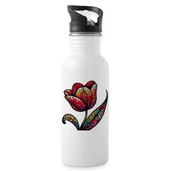 Tulpe - Trinkflasche mit integriertem Trinkhalm - Weiß - Rechts