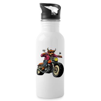 Moto Bulls - Gourde avec paille intégrée - blanc - Droite