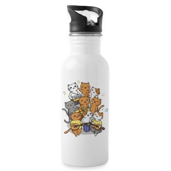 Des chats heureux qui font du bruit - Gourde avec paille intégrée - blanc - Droite