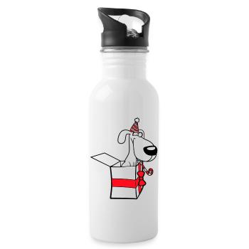 Chien Anniversaire Cadeau Fête Chapeau Célébrer Crapaud - Gourde avec paille intégrée - blanc - Droite