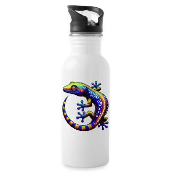Gecko - Trinkflasche mit integriertem Trinkhalm - Weiß - Rechts