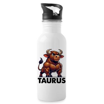 stier comic - Trinkflasche mit integriertem Trinkhalm - Weiß - Rechts