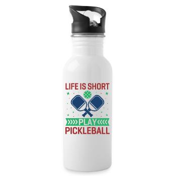 Life is Short, Play Pickleball - Water bottle with straw - white - Right