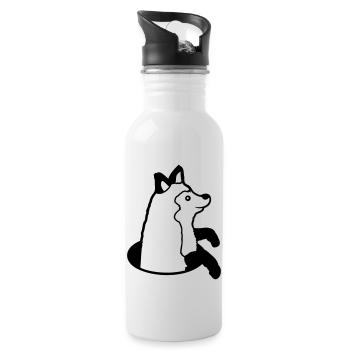 Renard Peeps Drôle Hors Du Trou De Sol Heureux Cool - Gourde avec paille intégrée - blanc - Droite