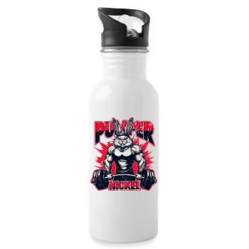 Gym Shirt Pumpernickel Power Humor Style - Trinkflasche mit integriertem Trinkhalm - Weiß - Rechts