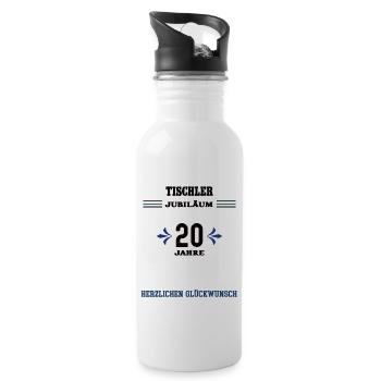Tischler 20 Jahre Jubiläum zwanzig jähriges Jubi - Trinkflasche mit integriertem Trinkhalm - Weiß - Rechts