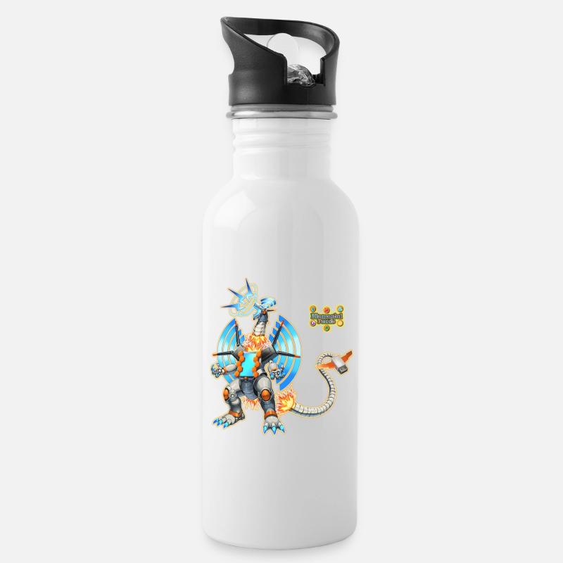 Wi-Fi Drache - Trinkflasche mit integriertem Trinkhalm - Weiß