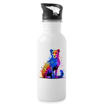 Cheetah - Water bottle with straw - white - Right