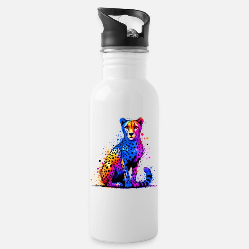 Gepard - Trinkflasche mit integriertem Trinkhalm - Weiß