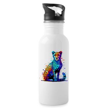 Cheetah - Water bottle with straw - white - Right