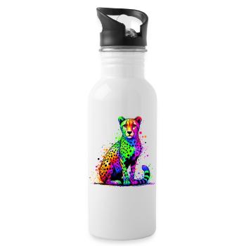 Cheetah - Water bottle with straw - white - Right