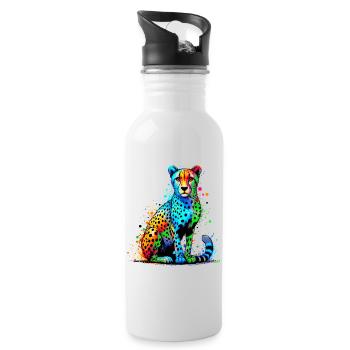 Cheetah - Water bottle with straw - white - Right