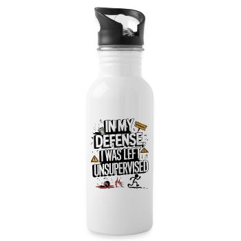 Fun Chaos Design – Sans surveillance et créatif - Gourde avec paille intégrée - blanc - Droite