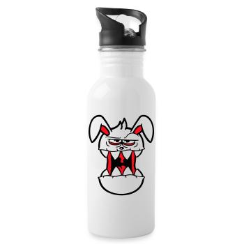 Bunny Monster Evil Cool Halloween Horror - Water bottle with straw - white - Right