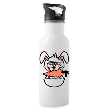 Bunny Monster Evil Carrot Carrot Halloween Horror - Water bottle with straw - white - Right