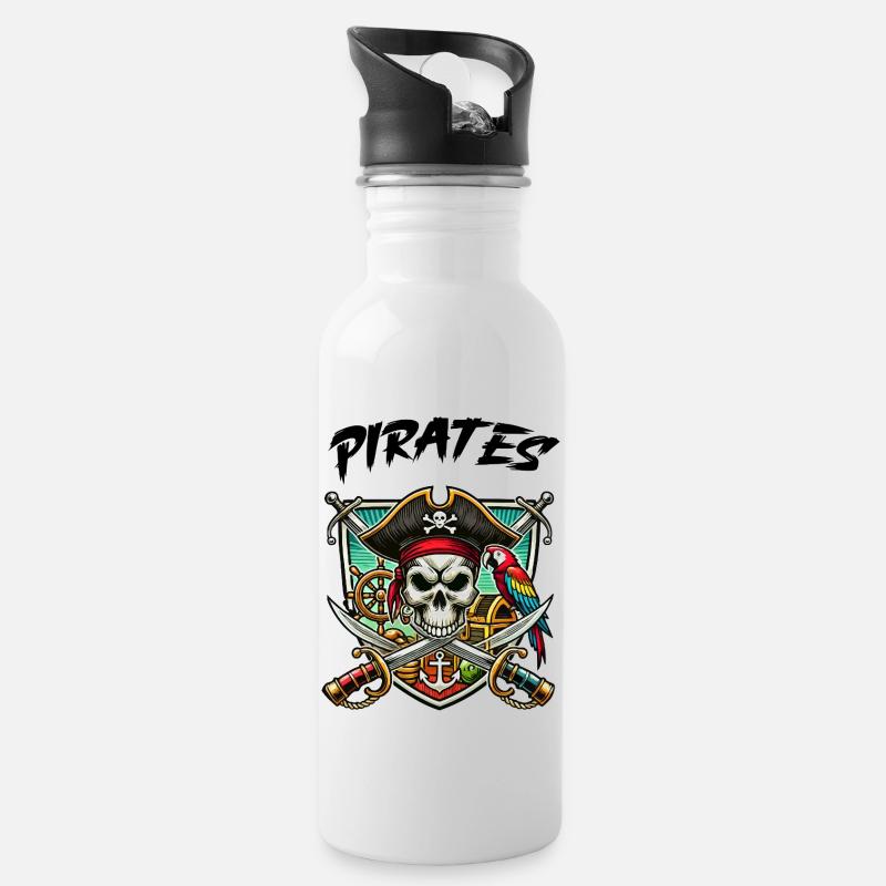 Pirates - Gourde avec paille intégrée - blanc