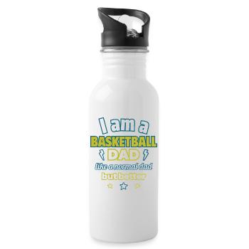 Dad Basketball Player, Father's Day Gift - Water bottle with straw - white - Right