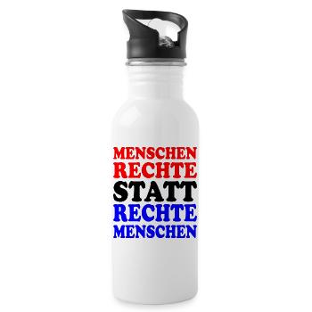 menschenrechte statt rechte menschen - Trinkflasche mit integriertem Trinkhalm - Weiß - Rechts